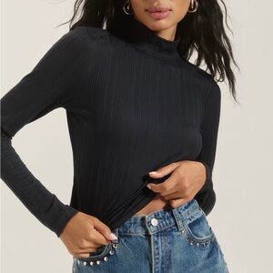 NWT Anthropologie Maeve Open Back Turtleneck Top Black M